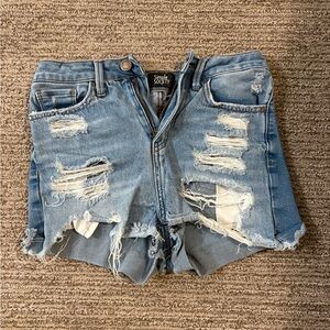 Blue Distressed Denim Shorts